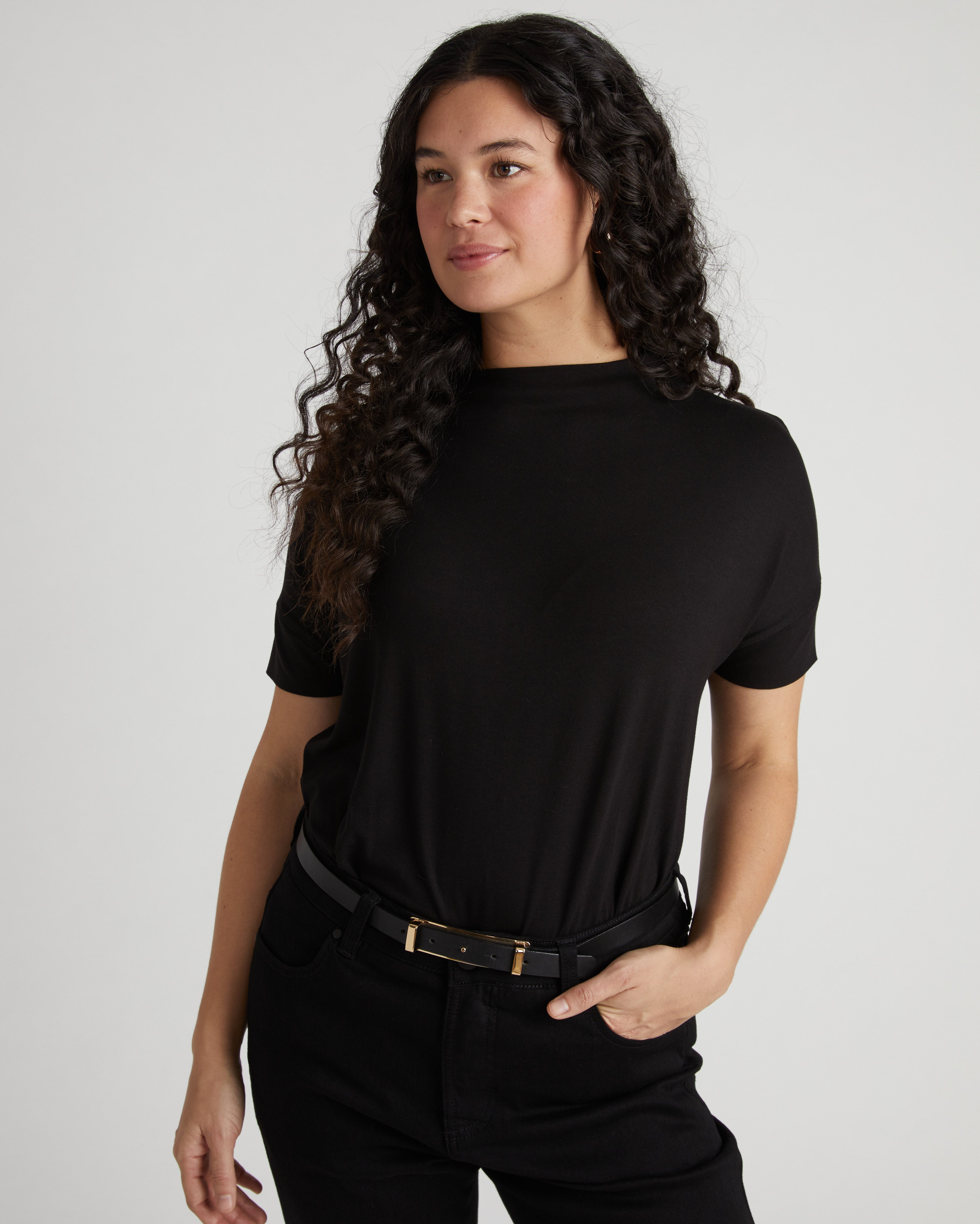 Petra Liquid Jersey Top - Black – Universal Standard