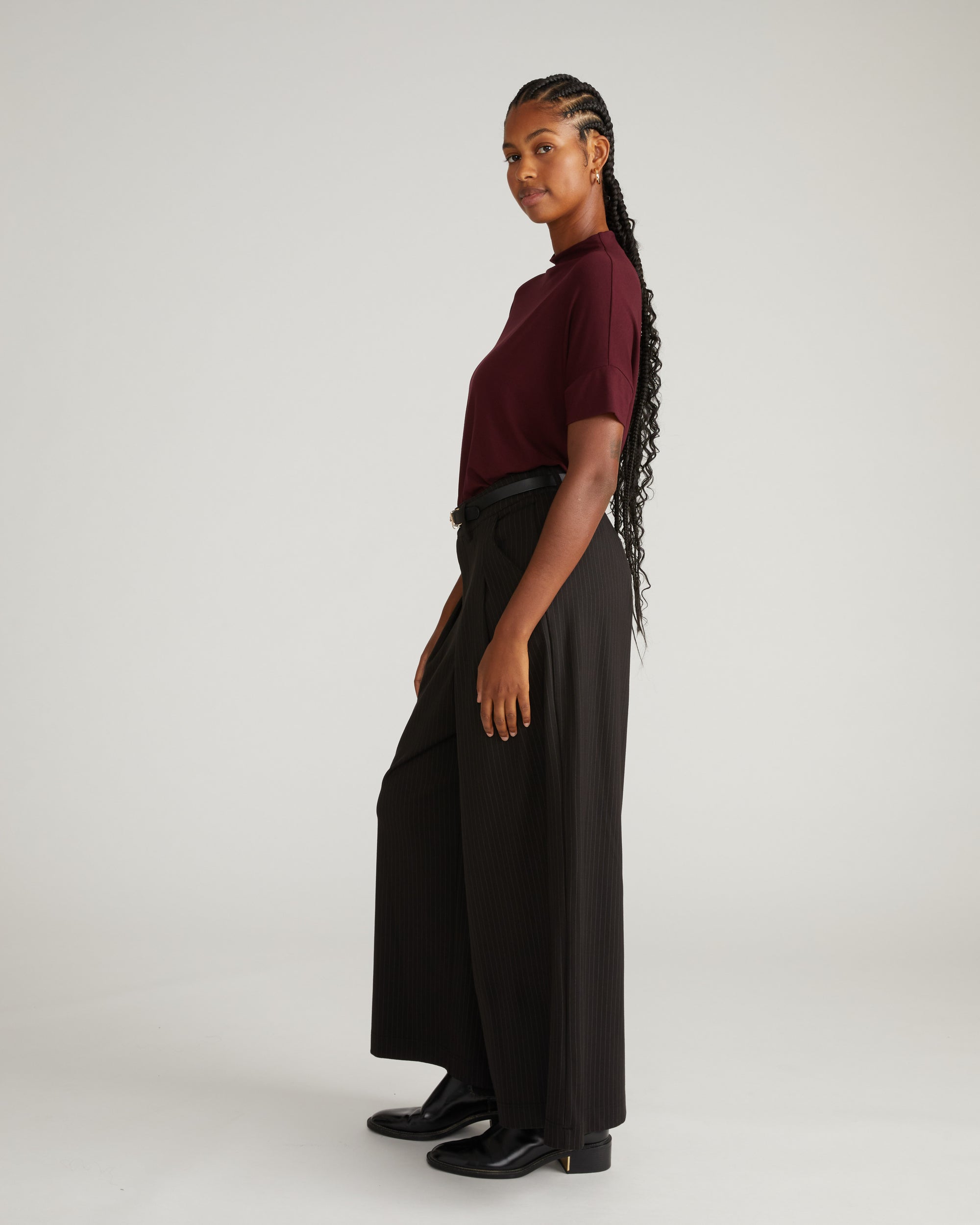 Petra Liquid Jersey Top - Black Cherry