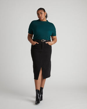 Petra Liquid Jersey Top - Forest Green