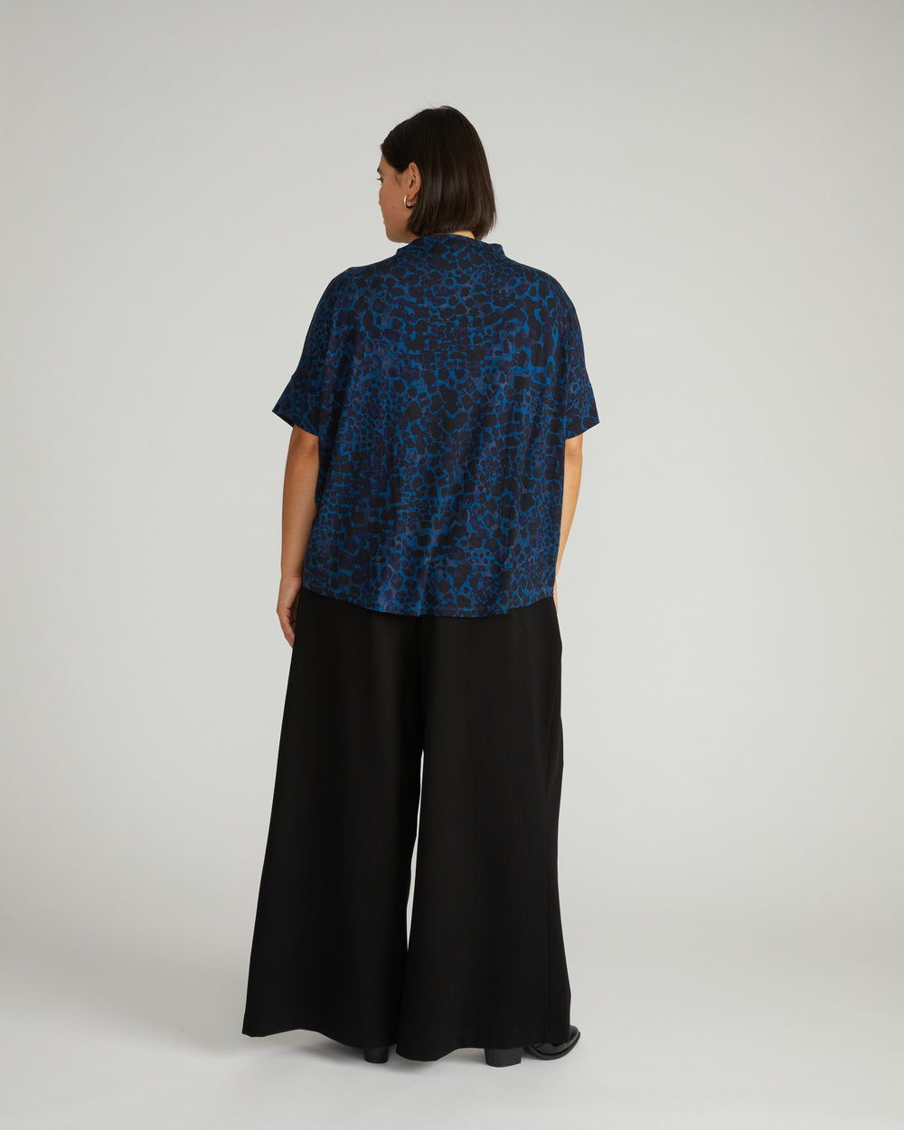 Petra Liquid Jersey Top - Deep Teal Animal Print