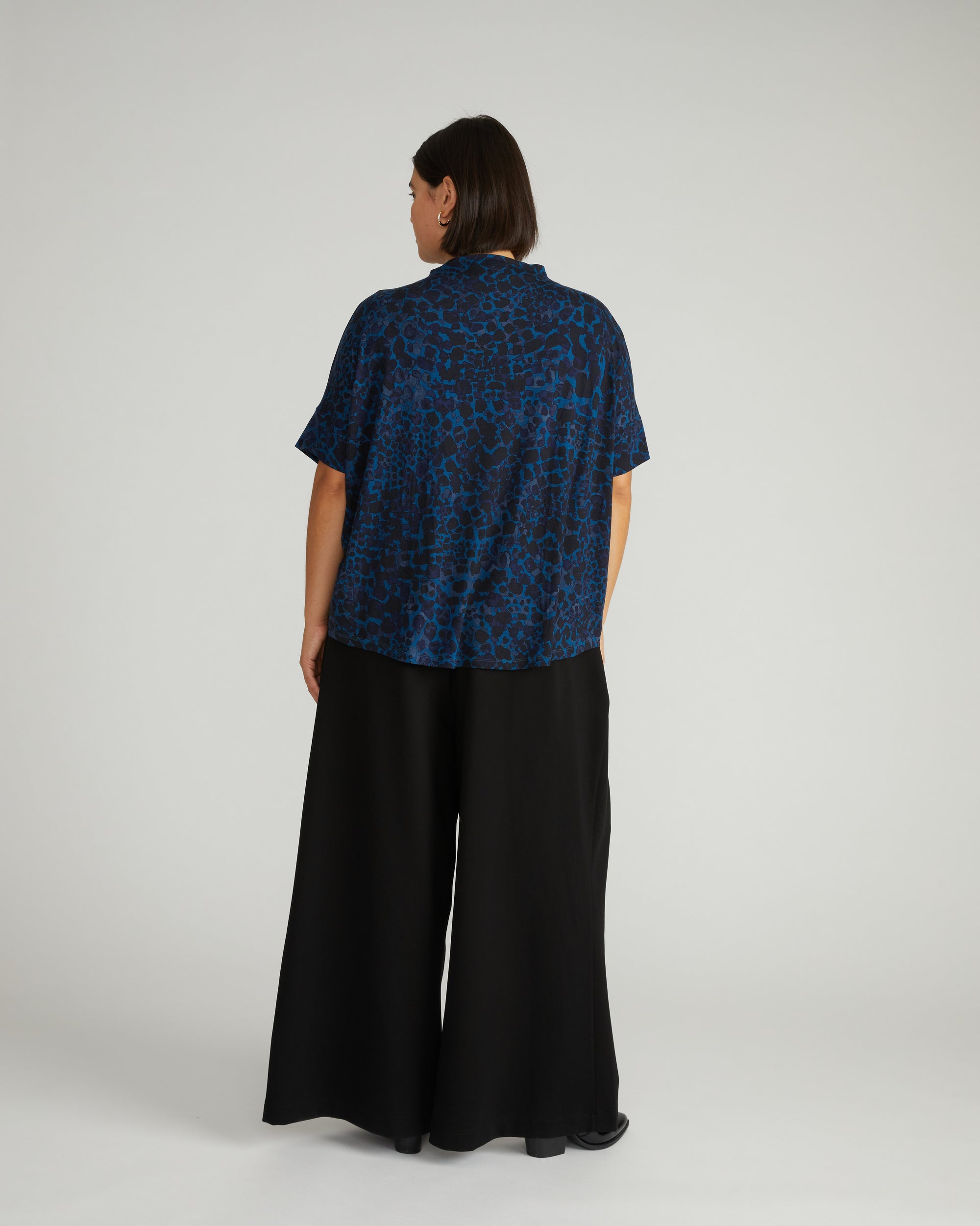 Petra Liquid Jersey Top - Deep Teal Animal Print