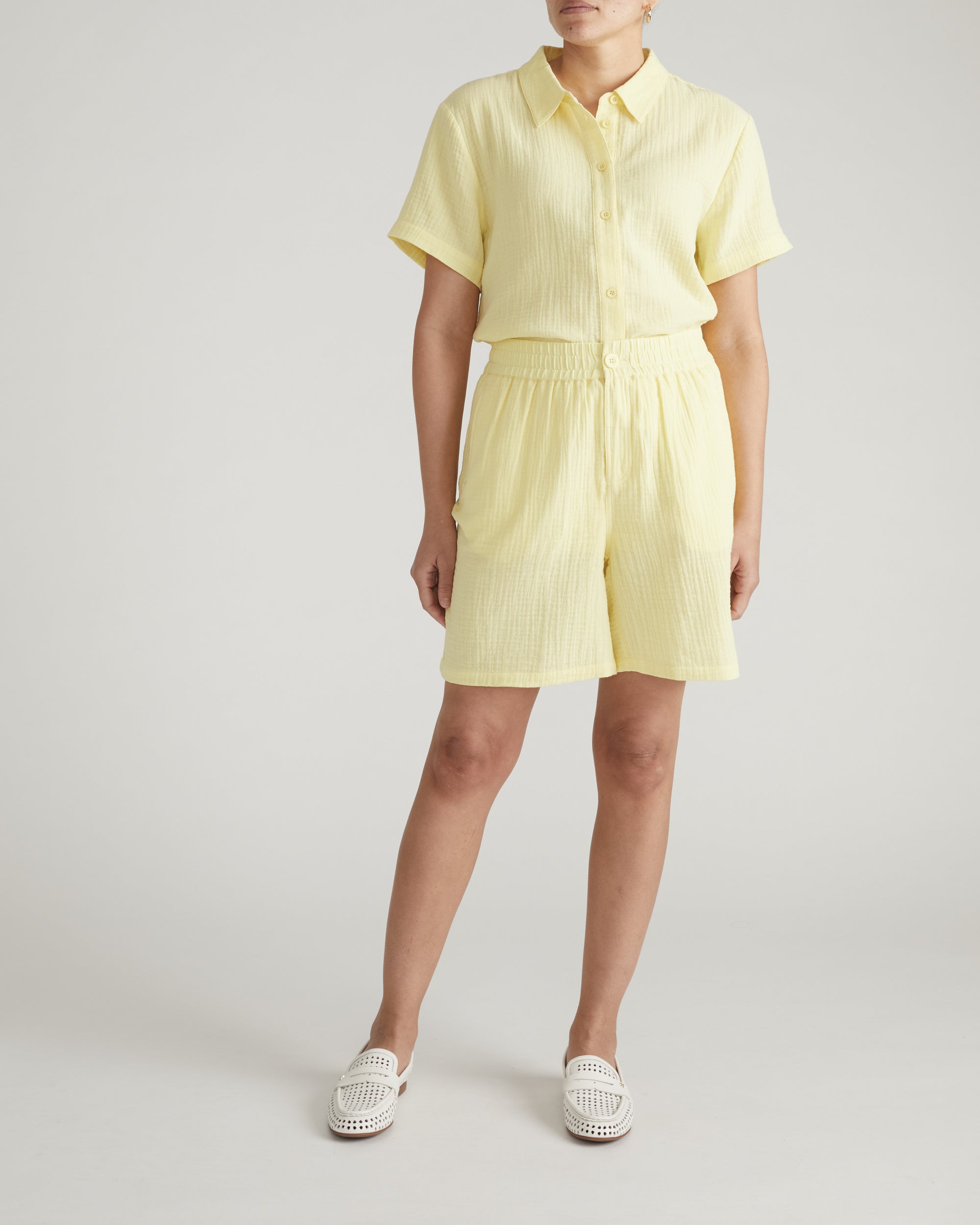 Luxe Cotton Gauze Beach Shirt - Pale Daffodil | Plus Size & Straight Size Women's Fashion | Universal Standard