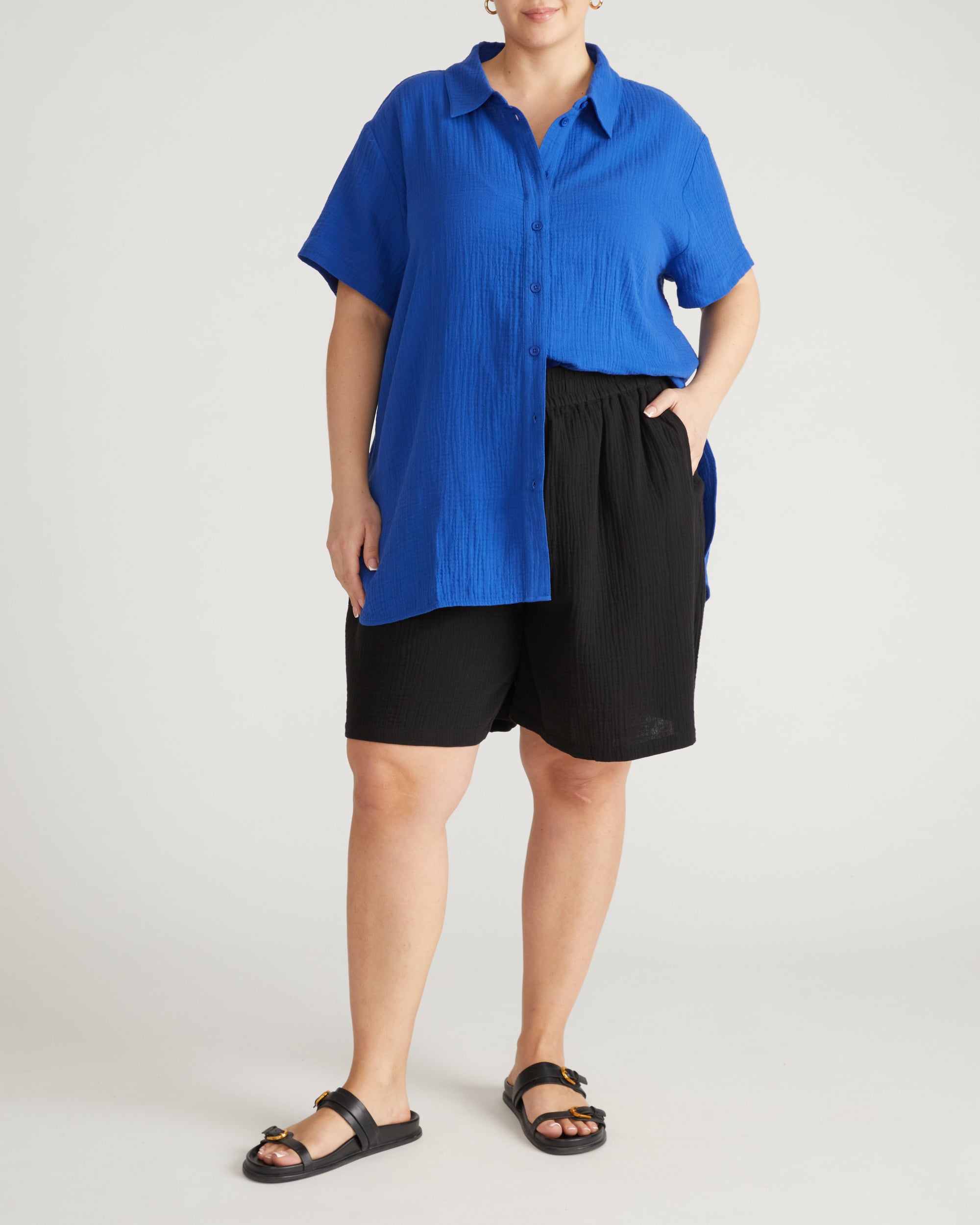 Luxe Cotton Gauze Beach Shirt - Ultramarine | Plus Size & Straight Size Women's Fashion | Universal Standard