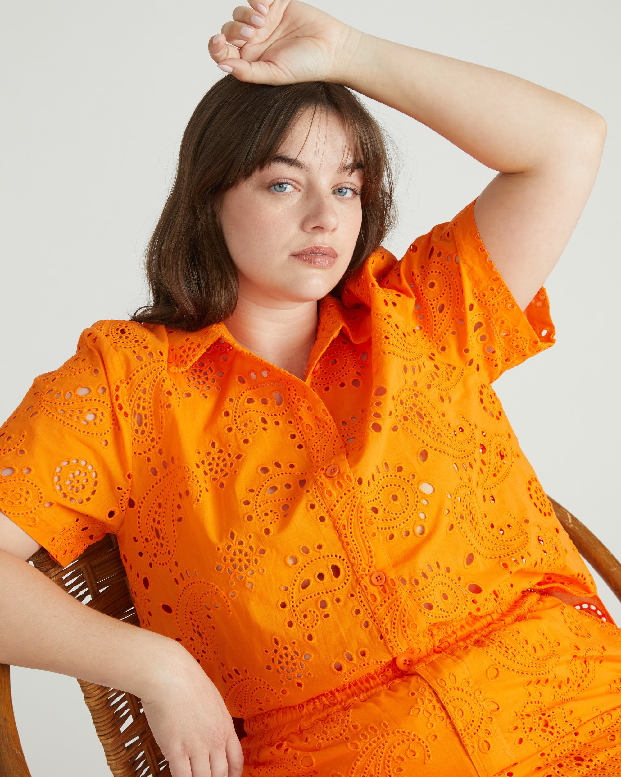 Erica Cotton Eyelet Shirt - Arancia | Plus Size & Straight Size Women's Fashion | Universal Standard