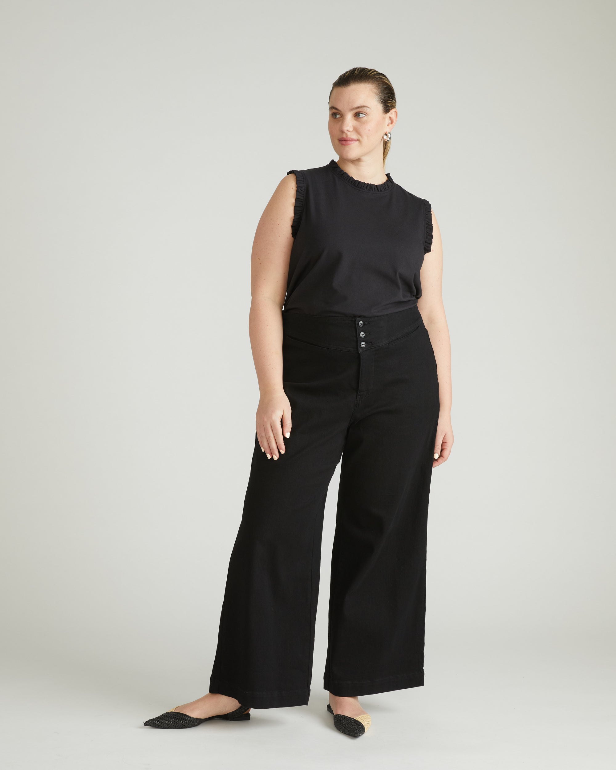 Tabitha Frill Top - Black