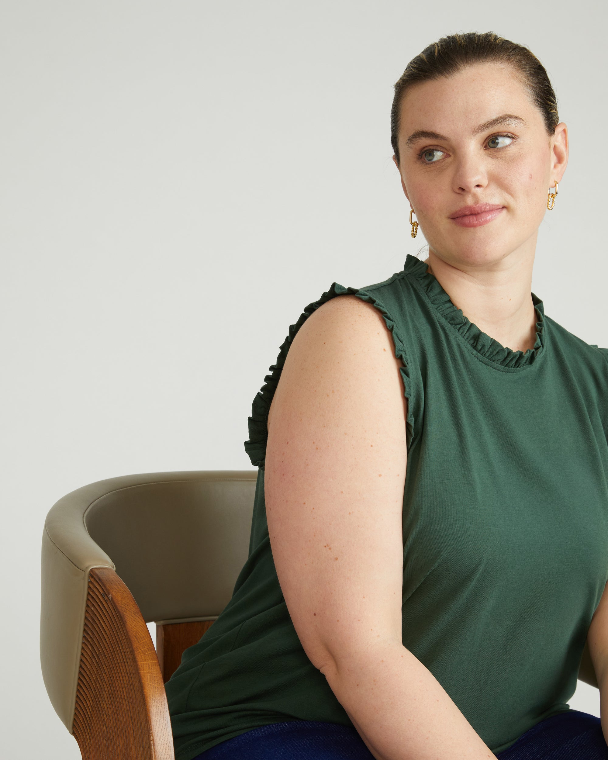 Tabitha Frill Top - Conifer