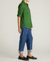Woman wearing Button Back Linen Polo Shirt - Green Park from Universal Standard