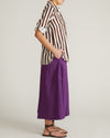 Button Back Linen Blend Polo Shirt - Peppercorn Stripe | Plus Size & Straight Size Women's Fashion | Universal Standard