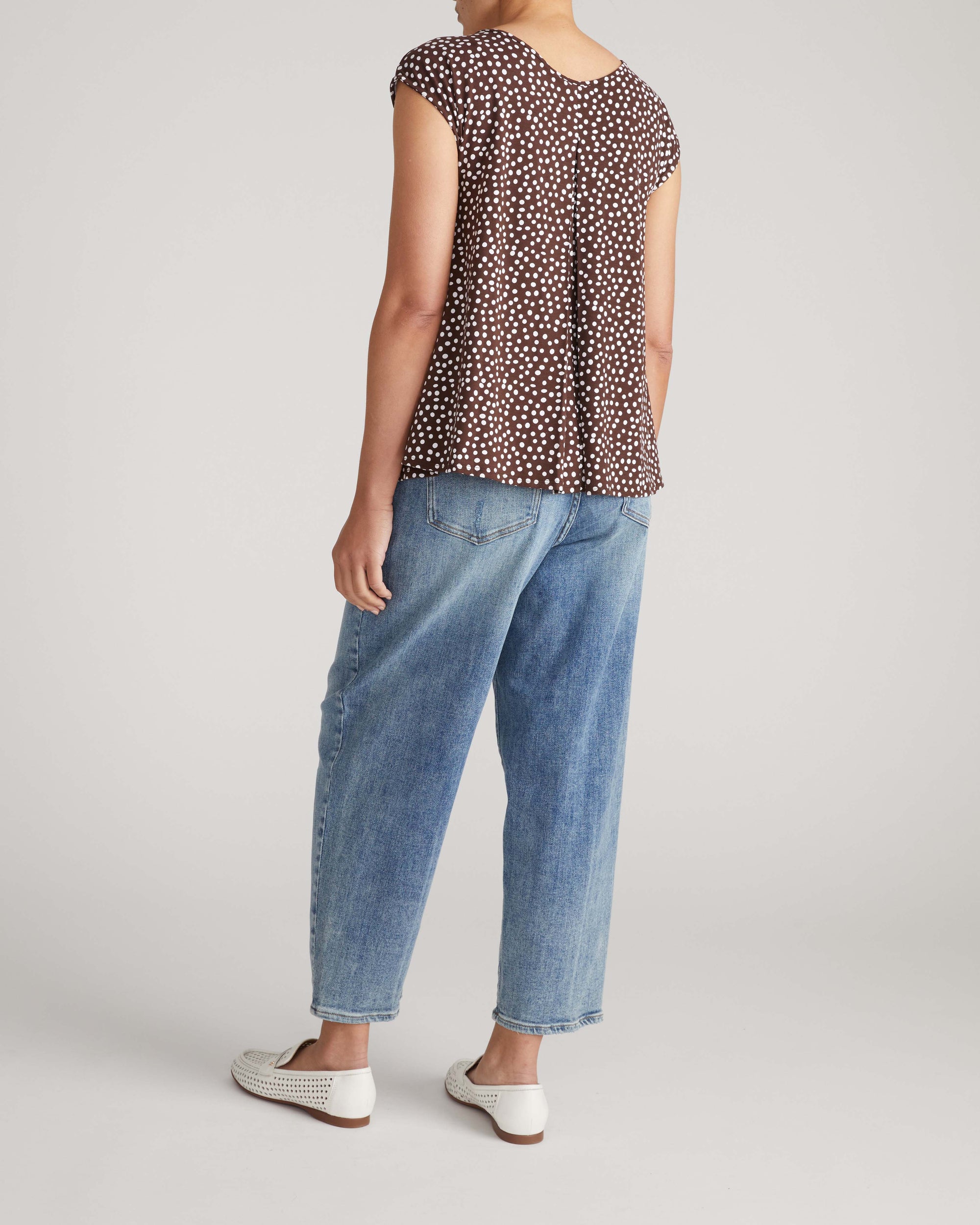 Heatwave Divine Jersey Flared Top - Brown/White Dot Print | Plus Size & Straight Size Women's Fashion | Universal Standard
