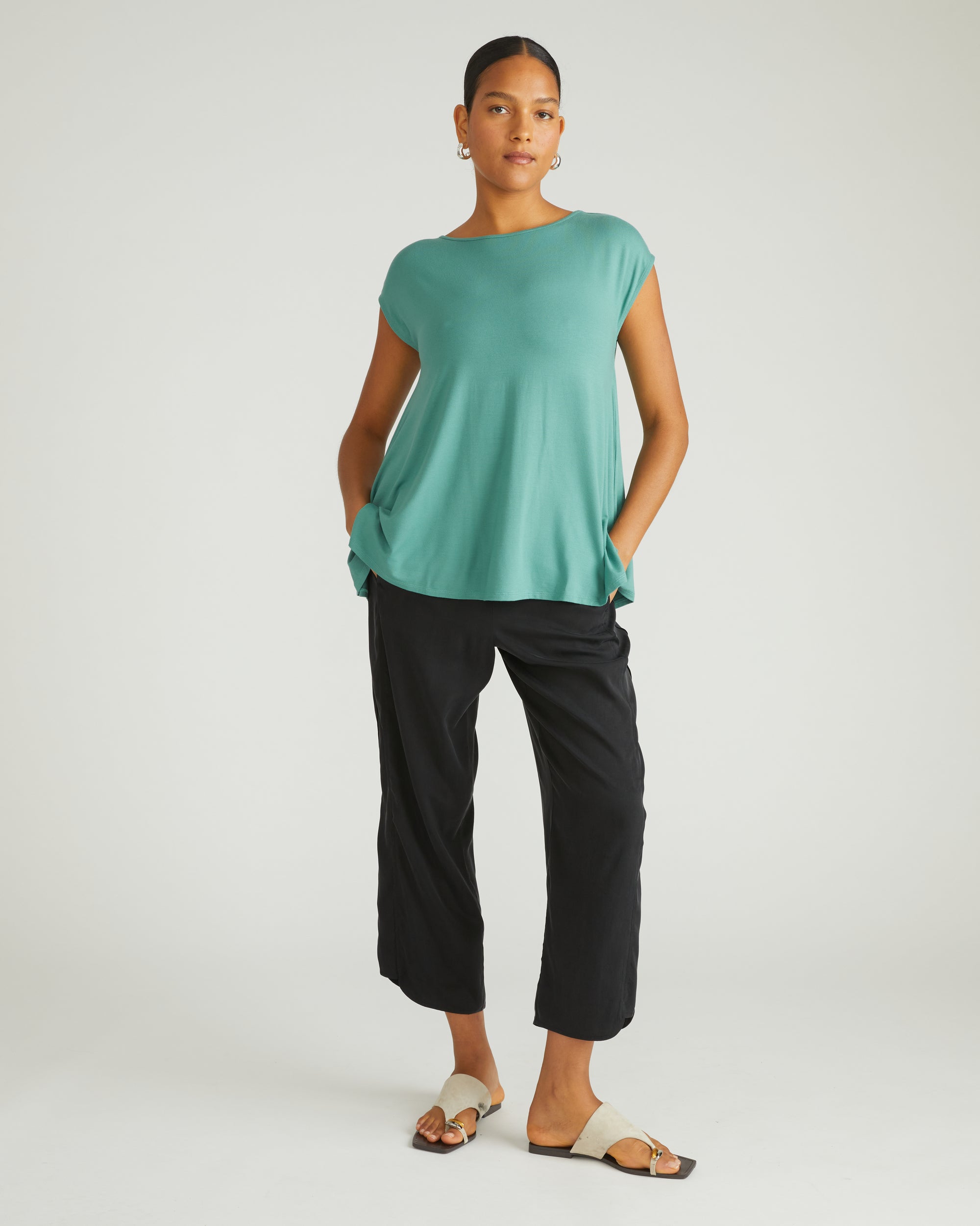 Heatwave Divine Jersey Flared Top - Mint