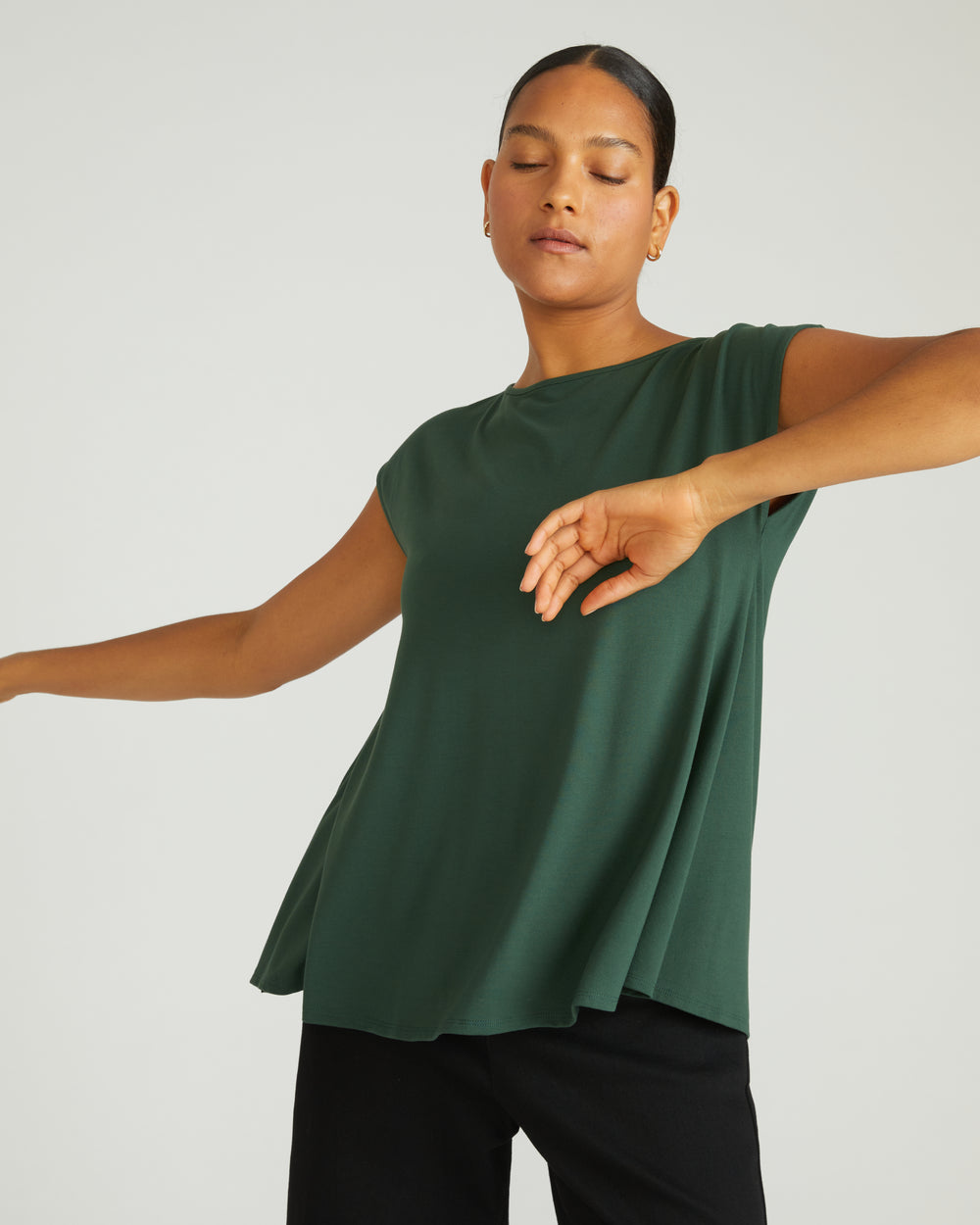 Heatwave Divine Jersey Flared Top - Conifer