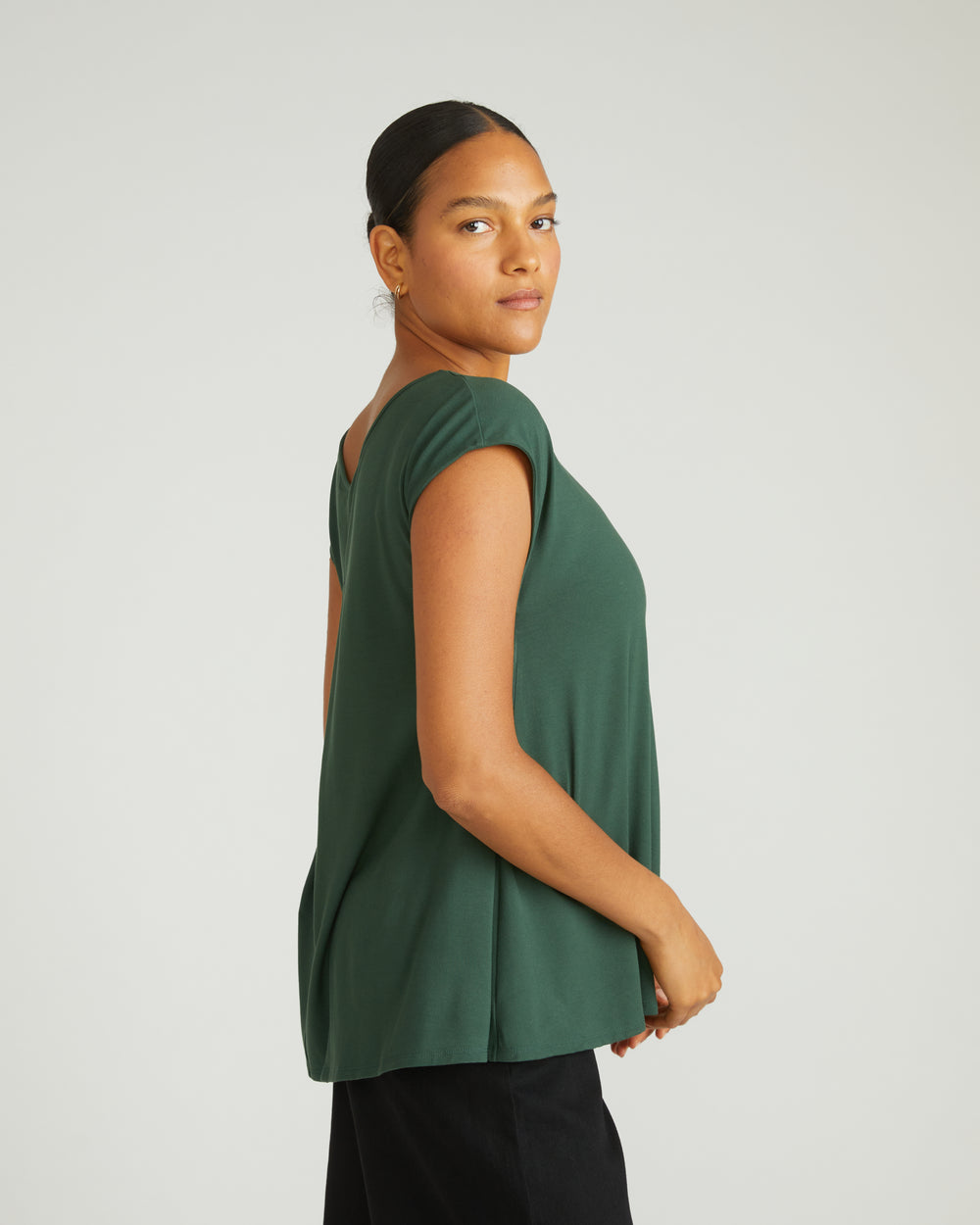 Heatwave Divine Jersey Flared Top - Conifer
