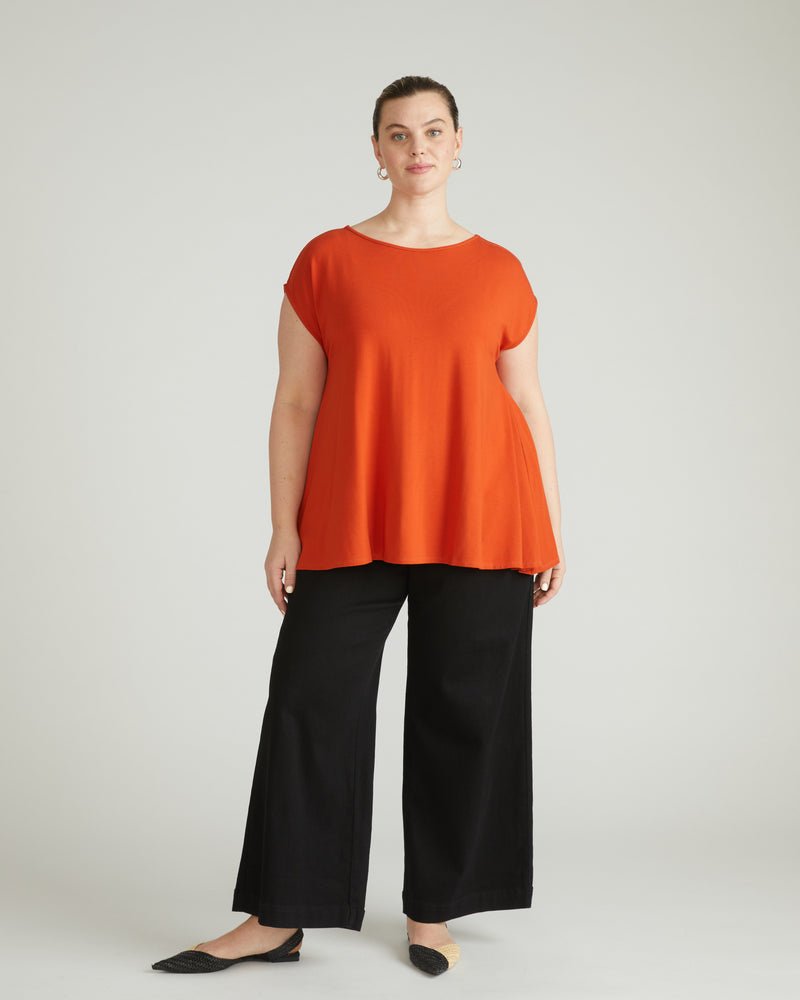 Heatwave Divine Jersey Flared Top - Warm Russet