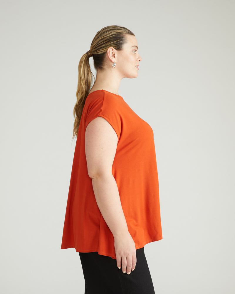 Heatwave Divine Jersey Flared Top - Warm Russet
