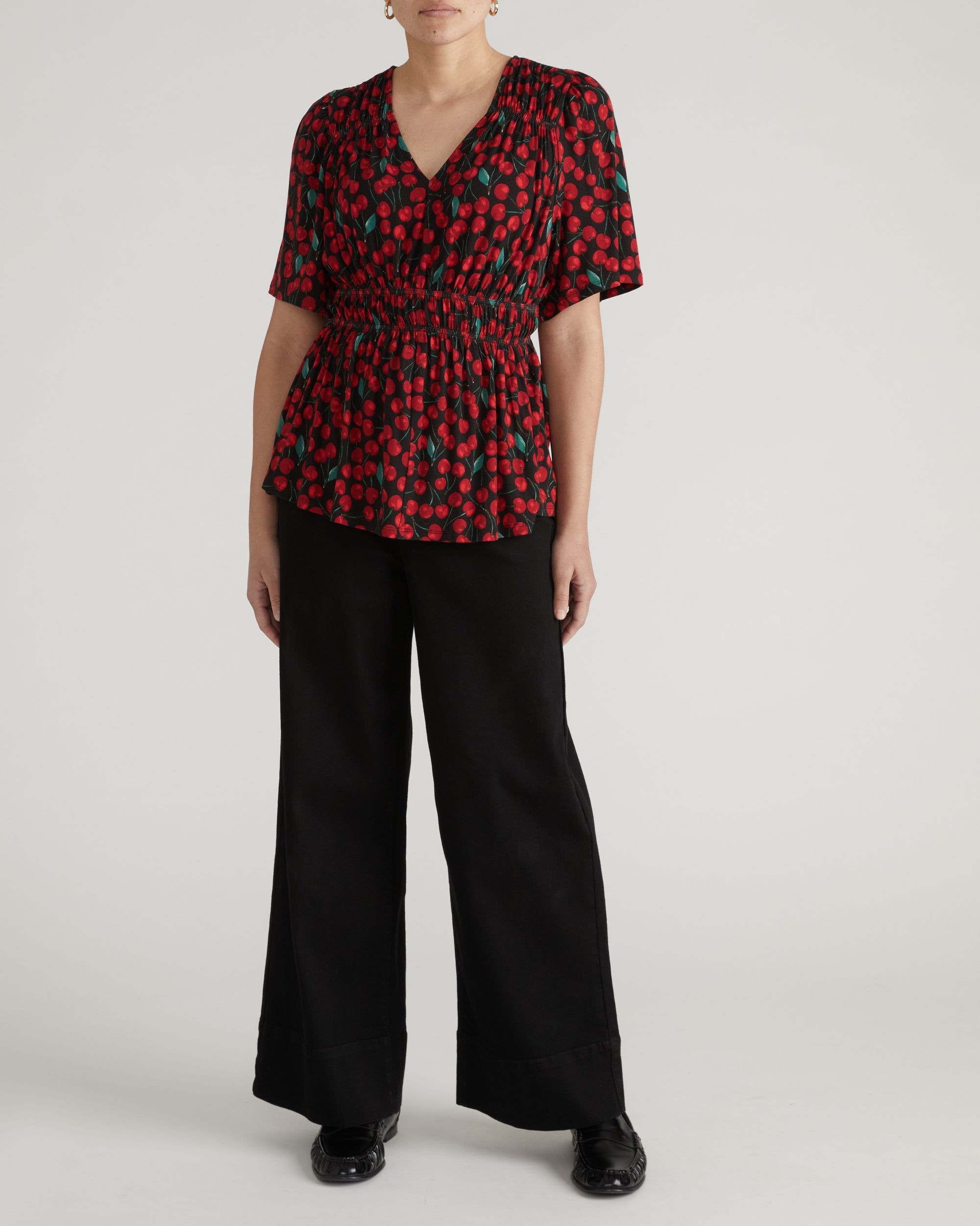 Flora Liquid Jersey Top - Very Cherry Print | Plus Size & Straight Size Women's Fashion | Universal Standard