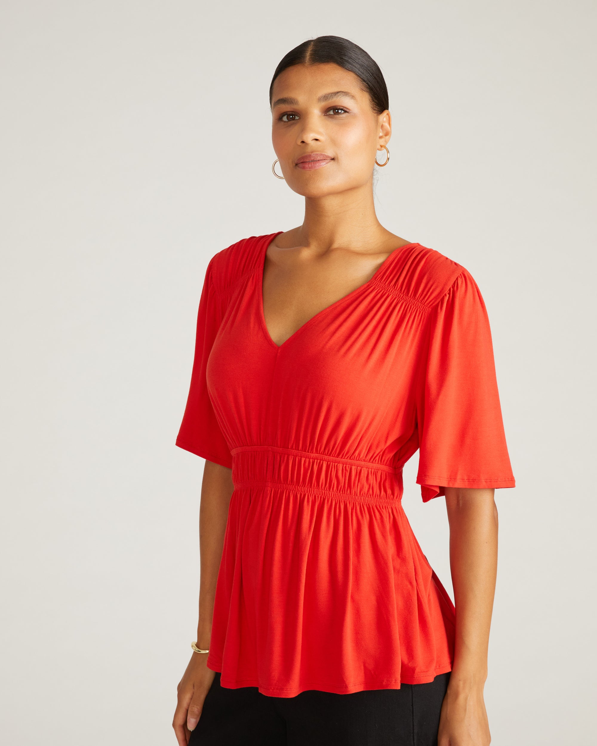 Flora Liquid Jersey Top - Lipstick