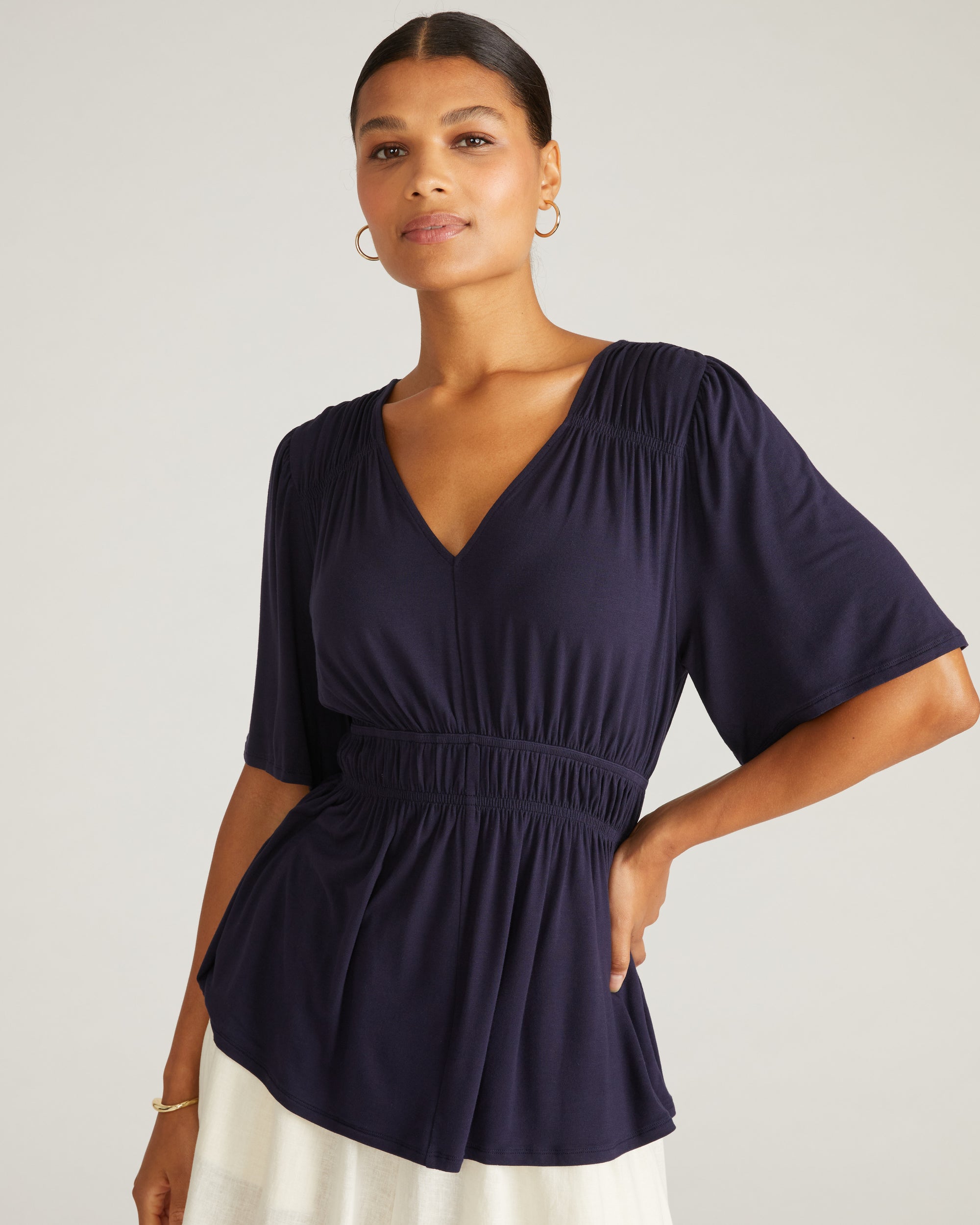 Flora Liquid Jersey Top - Midnight | Plus Size & Straight Size Women's Fashion | Universal Standard