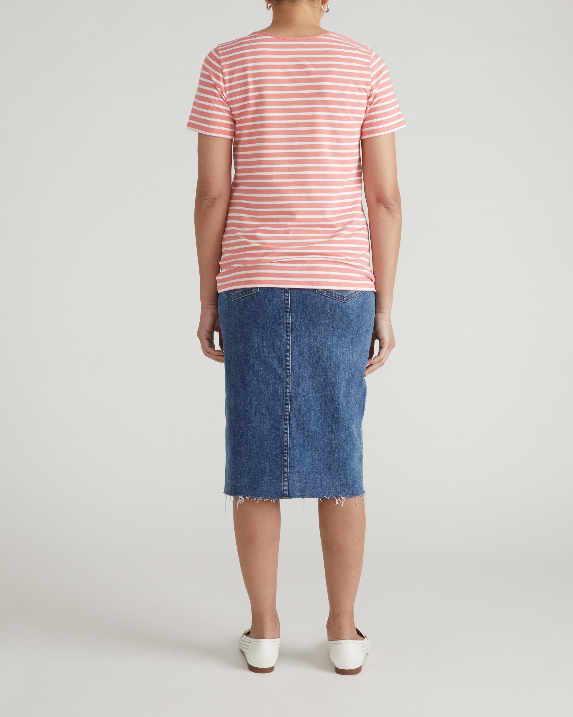 Scoop Neck Tee - Portrait Pink/White Stripe | Plus Size & Straight Size Women's Fashion | Universal Standard