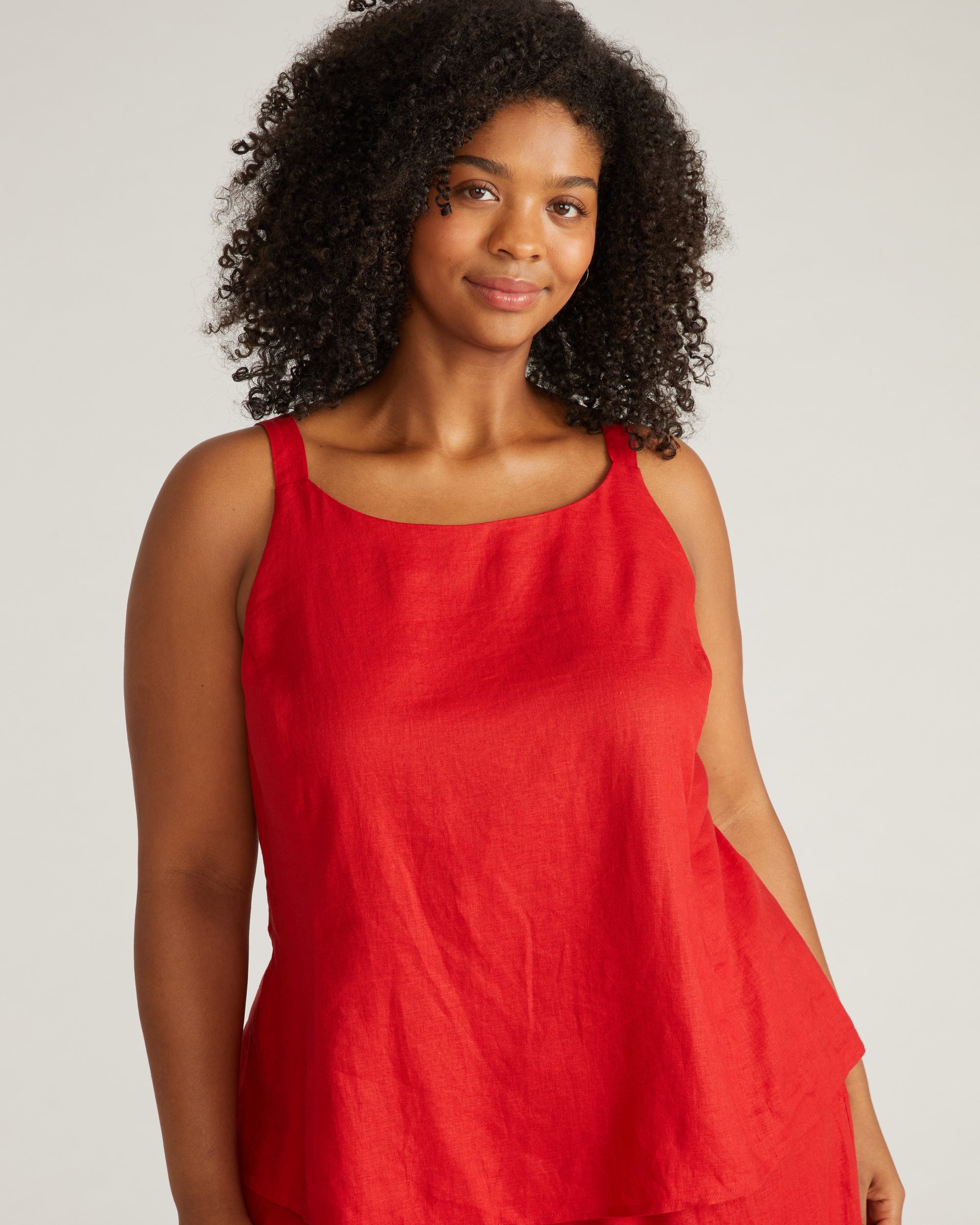 Kuki Linen Top - Ruby Red