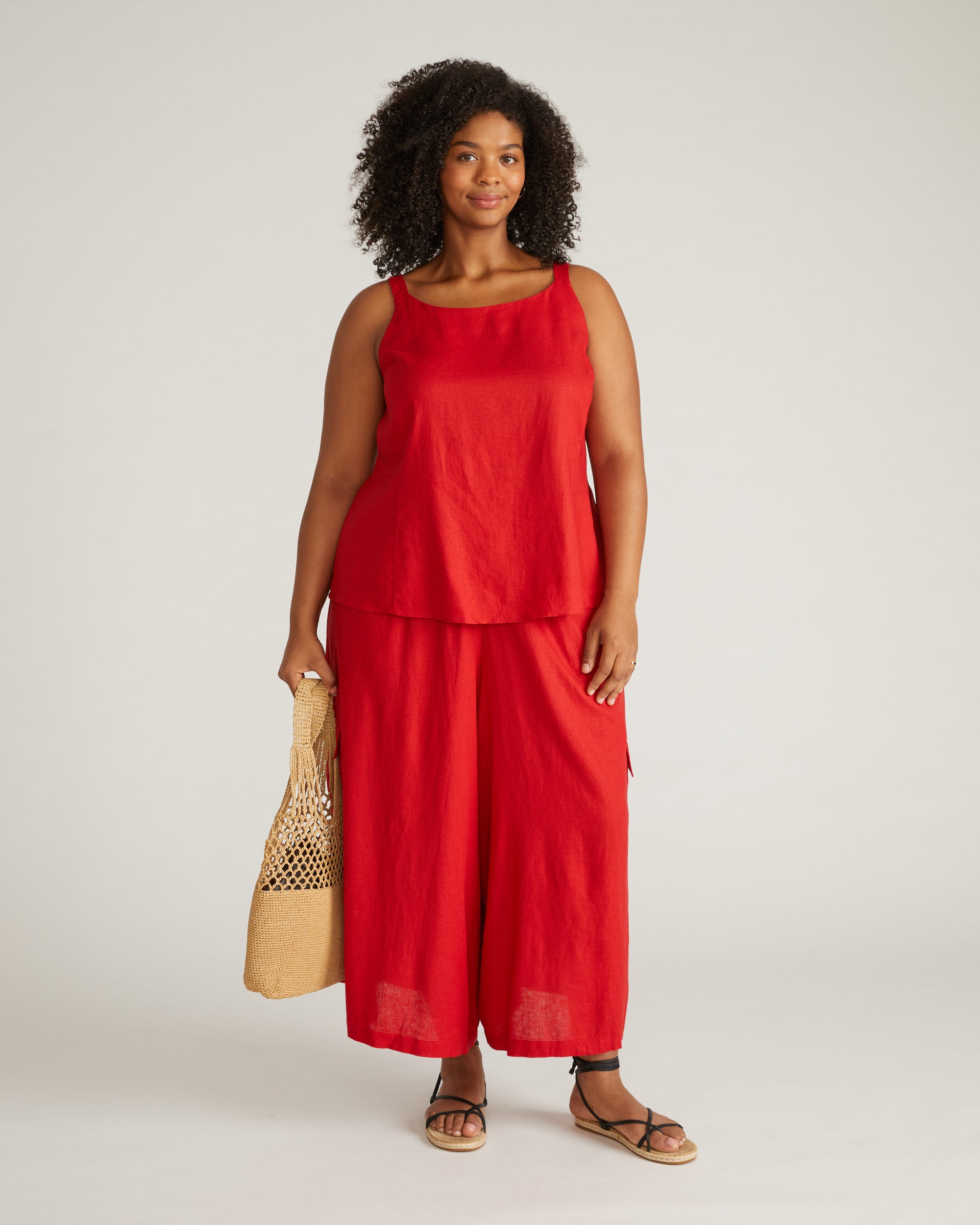 Kuki Linen Top - Ruby Red