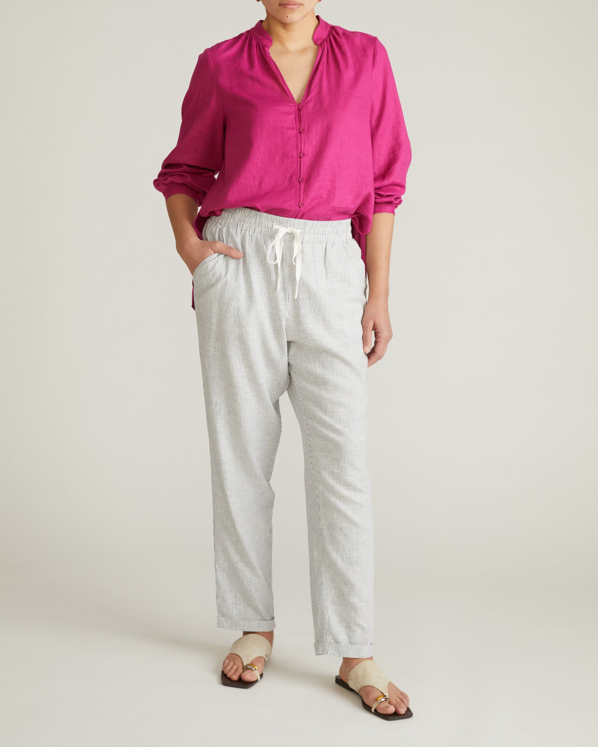 Avalon Linen Blouse - Hyper Pink | Plus Size & Straight Size Women's Fashion | Universal Standard