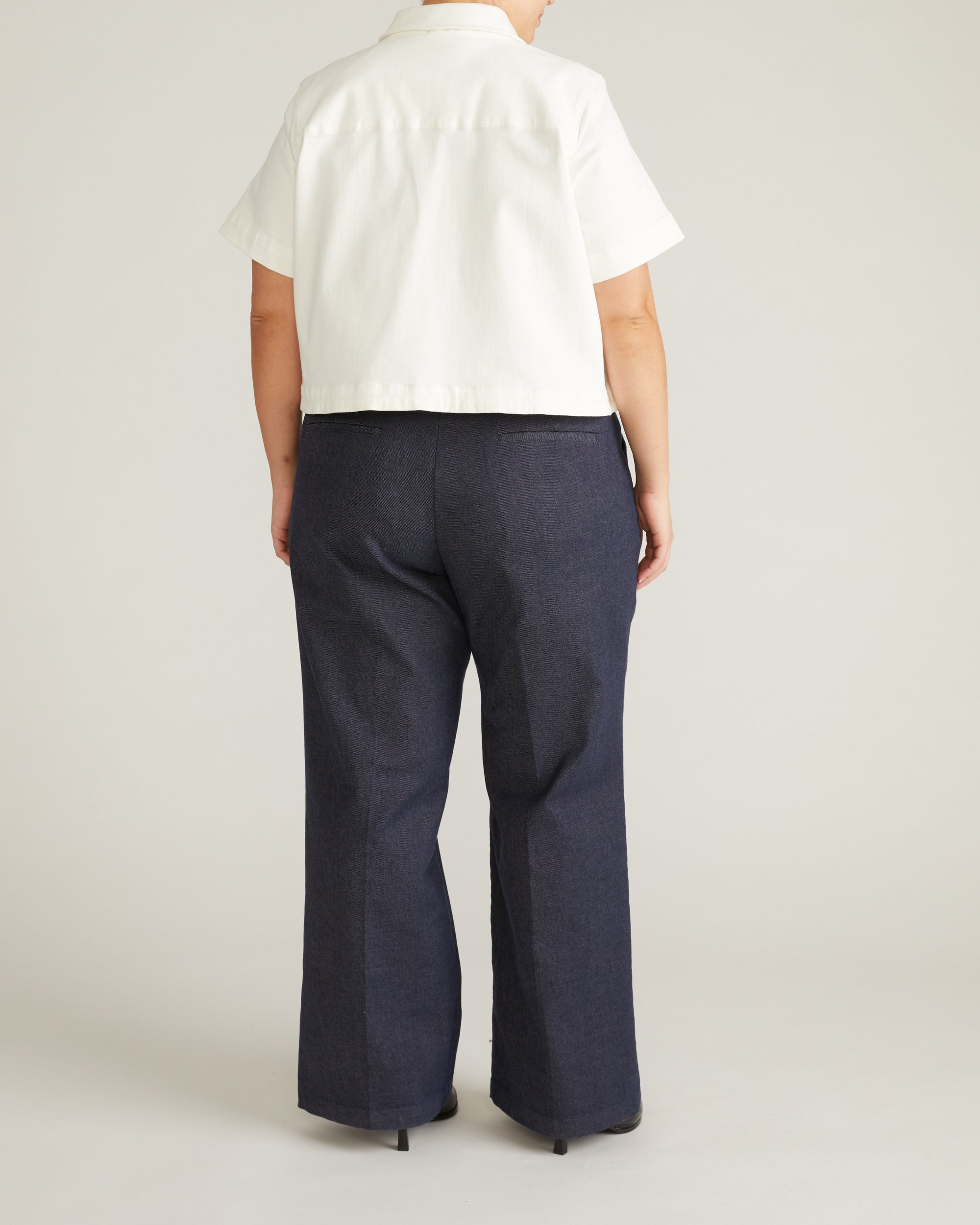 Flynn Short Sleeve Denim Shacket - White | Plus Size & Straight Size Women's Fashion | Universal Standard