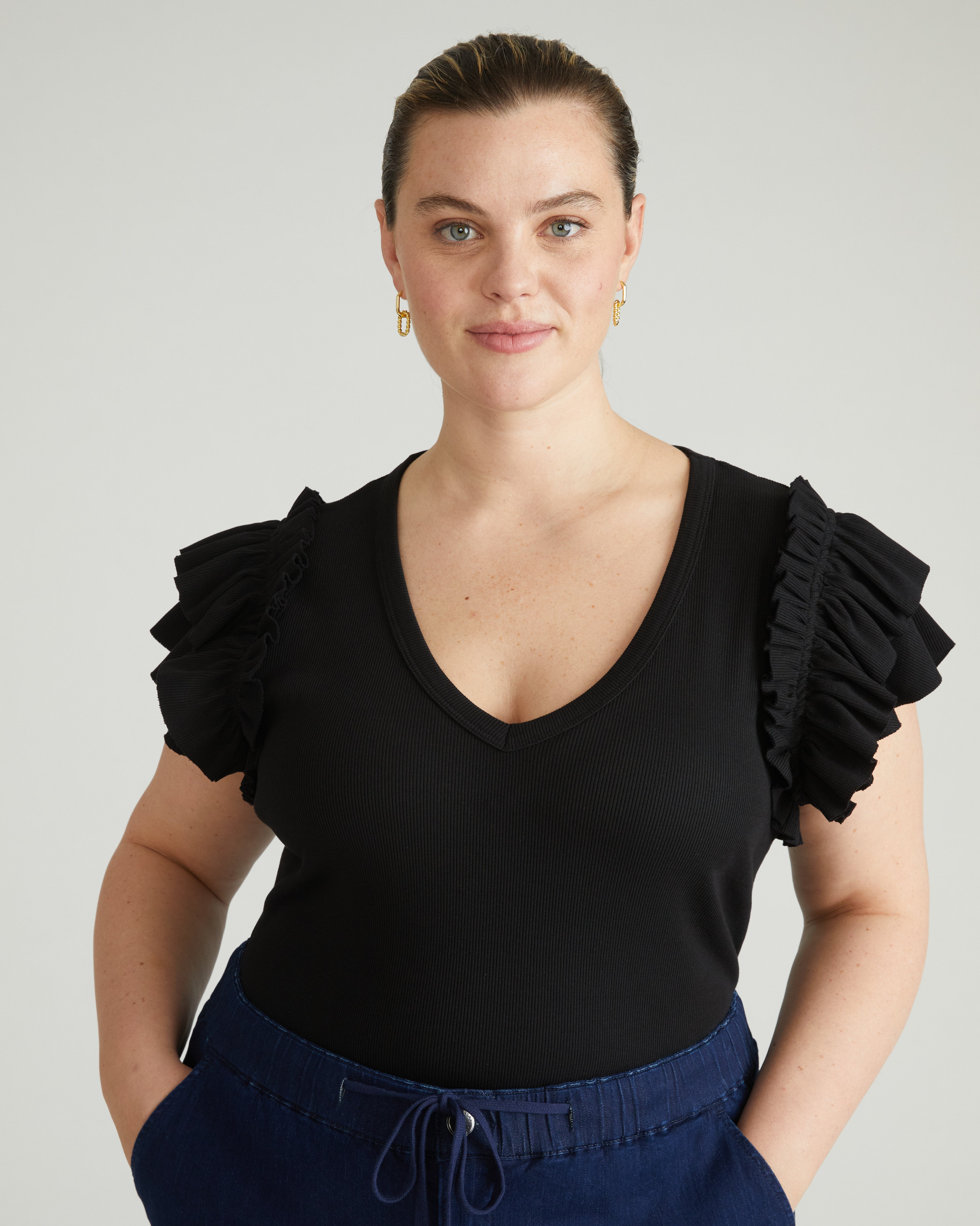 Magnolia Ribbed Top - Black