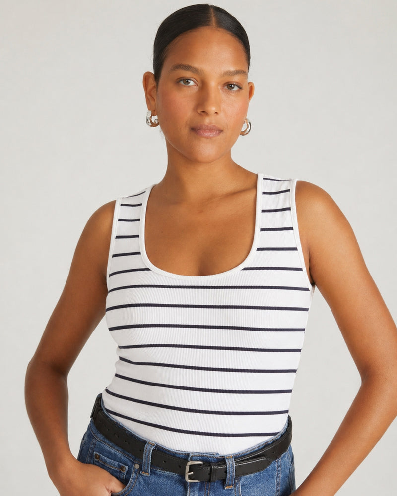 Daisy Ribbed Tank - Nautical Navy Stripe | Plus Size & Straight Size Women's Fashion | Universal Standard