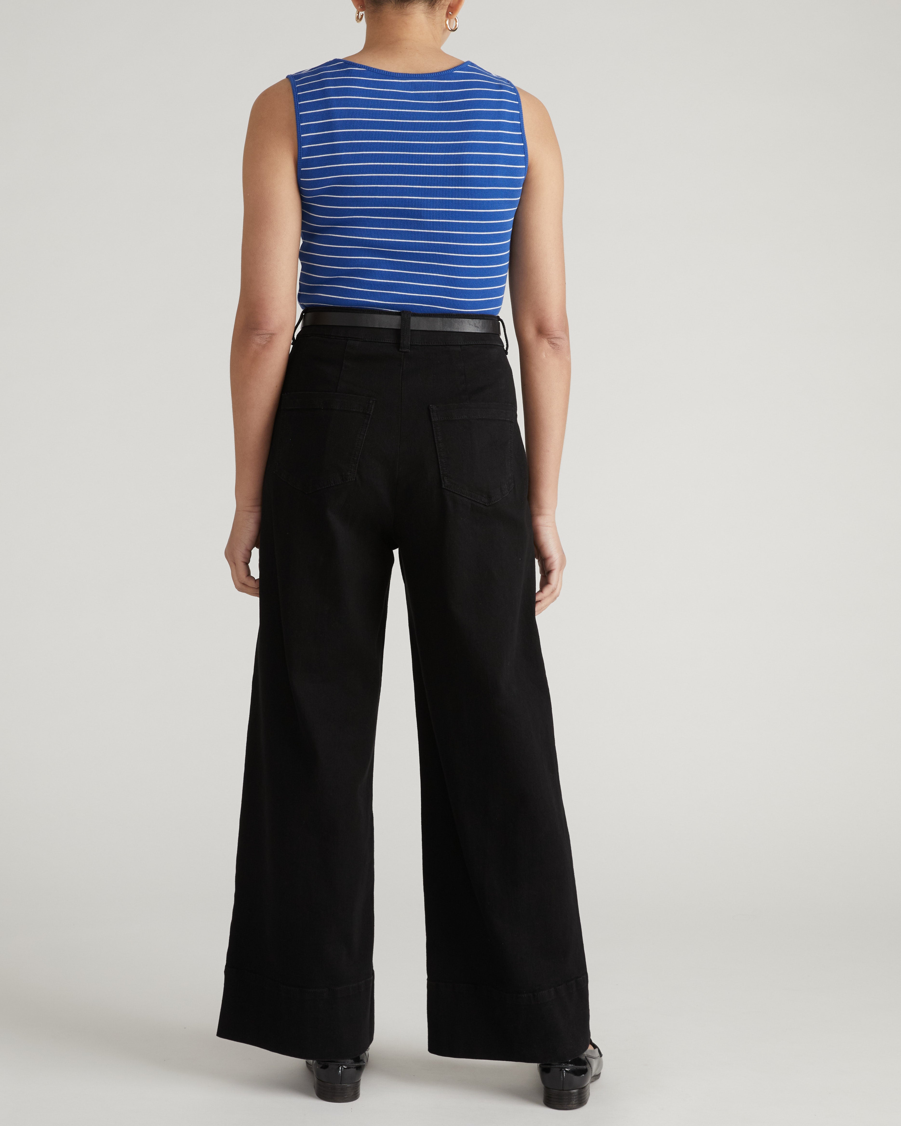 Daisy Ribbed Tank - Bright Blue/White Microstripe – Universal Standard