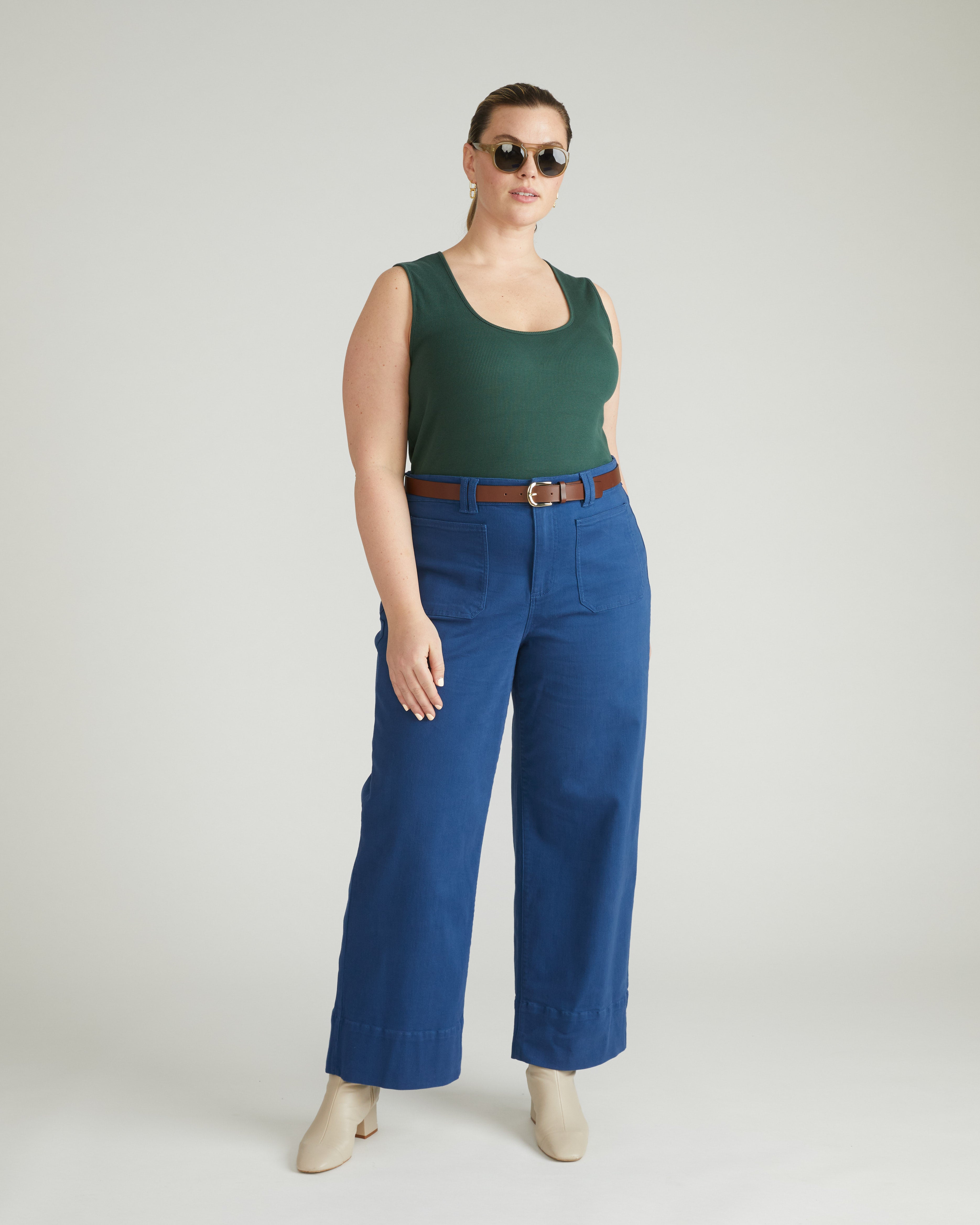 Daisy Ribbed Tank - Conifer