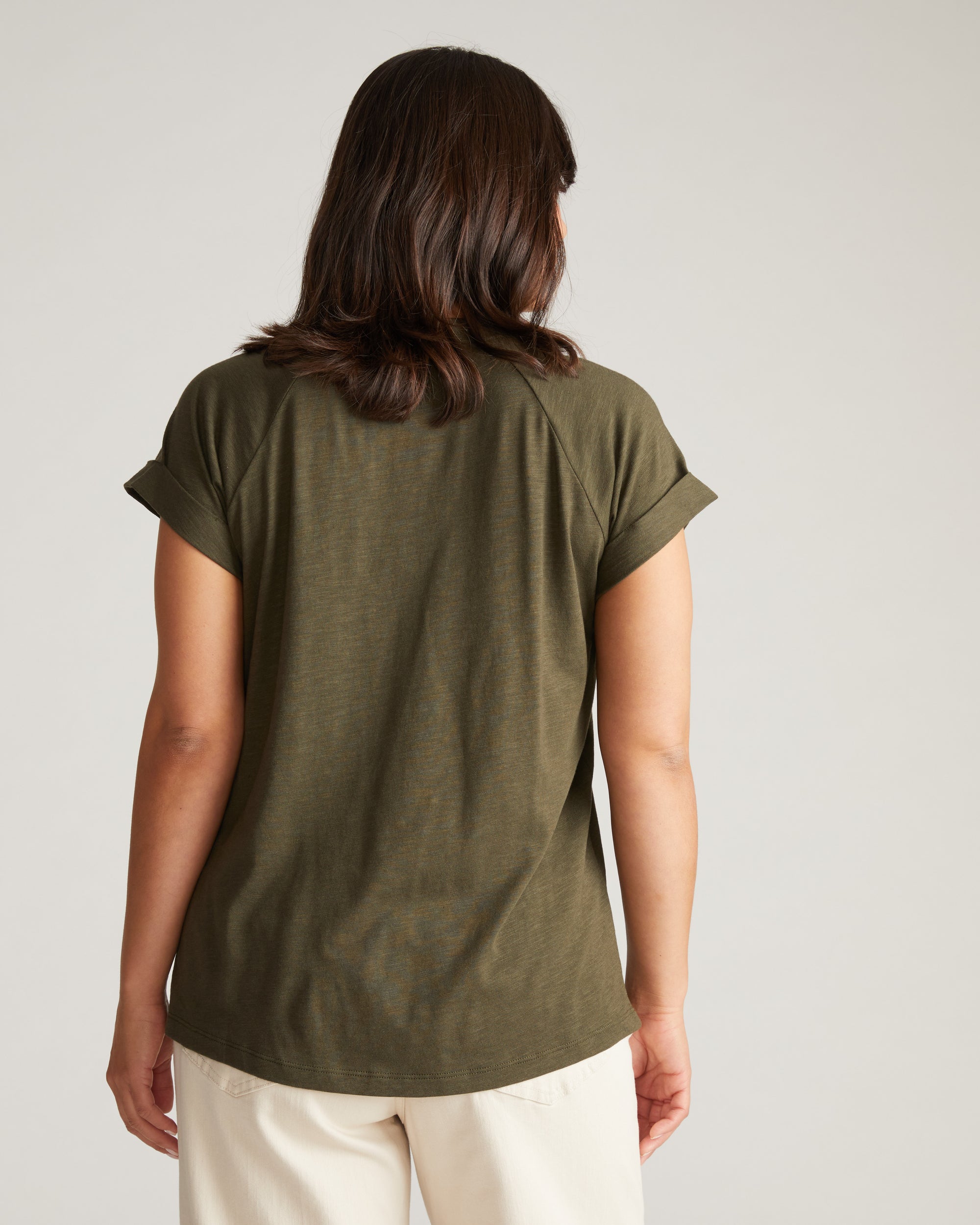 Woman wearing Light-As-Air Boy Tee - Nori from Universal Standard