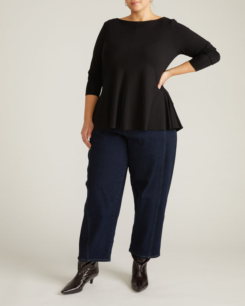 Woman wearing Cassandra Divine Jersey Top - Black from Universal Standard