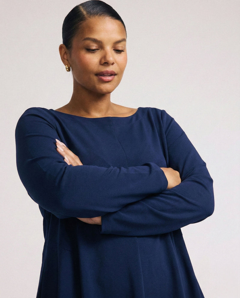 Woman wearing Cassandra Divine Jersey Top - Midnight from Universal Standard