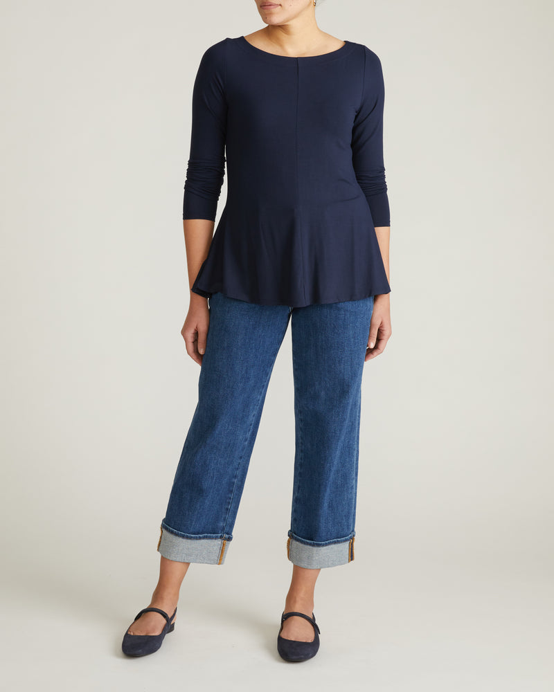 Woman wearing Cassandra Divine Jersey Top - Midnight from Universal Standard