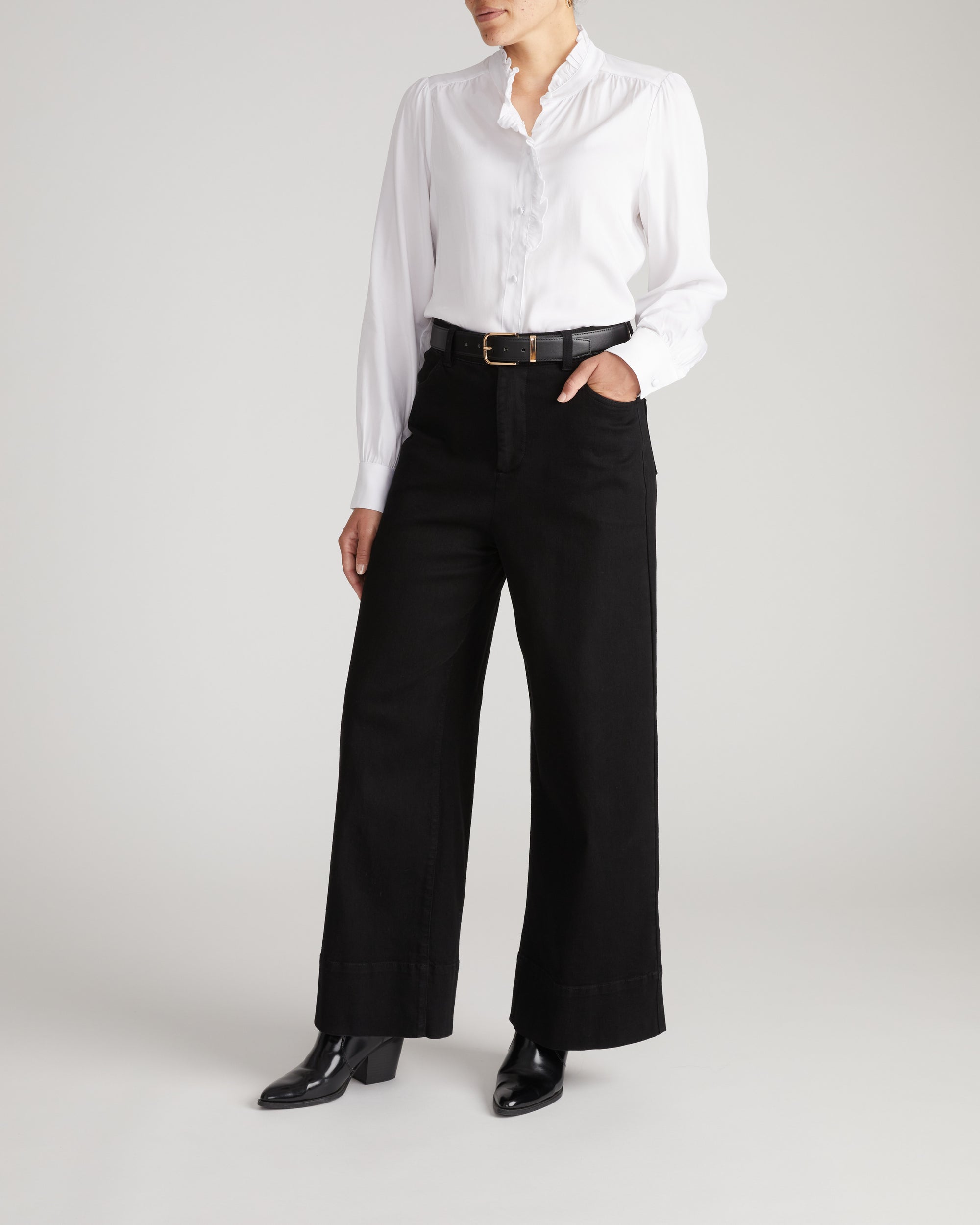 Endora Stretch Cupro Blouse - White | Plus Size & Straight Size Women's Fashion | Universal Standard