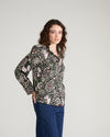 Endora Stretch Cupro Blouse - Black Forest Print