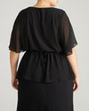 Milou V-Neck Peplum Chiffon Top - Black