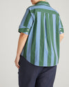 Elbe Stretch Poplin Short Sleeve Shirt - Green/Blue Directional Stripe