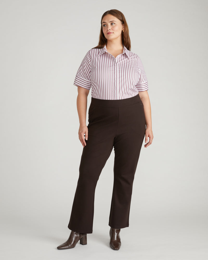 Elbe Stretch Poplin Short Sleeve Shirt - Lilac Multi Stripe