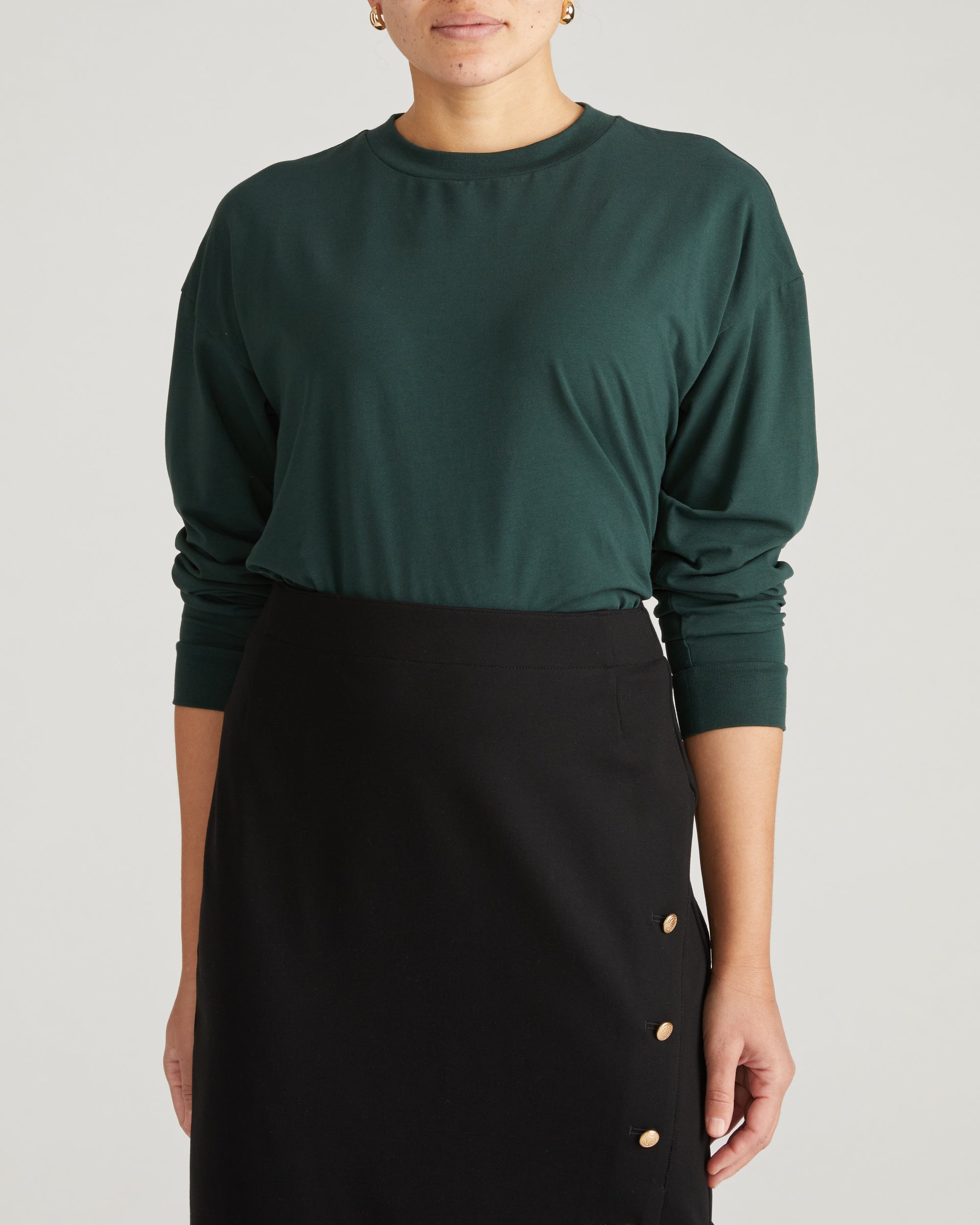 Long Sleeve Relaxed Tee - Forest Green