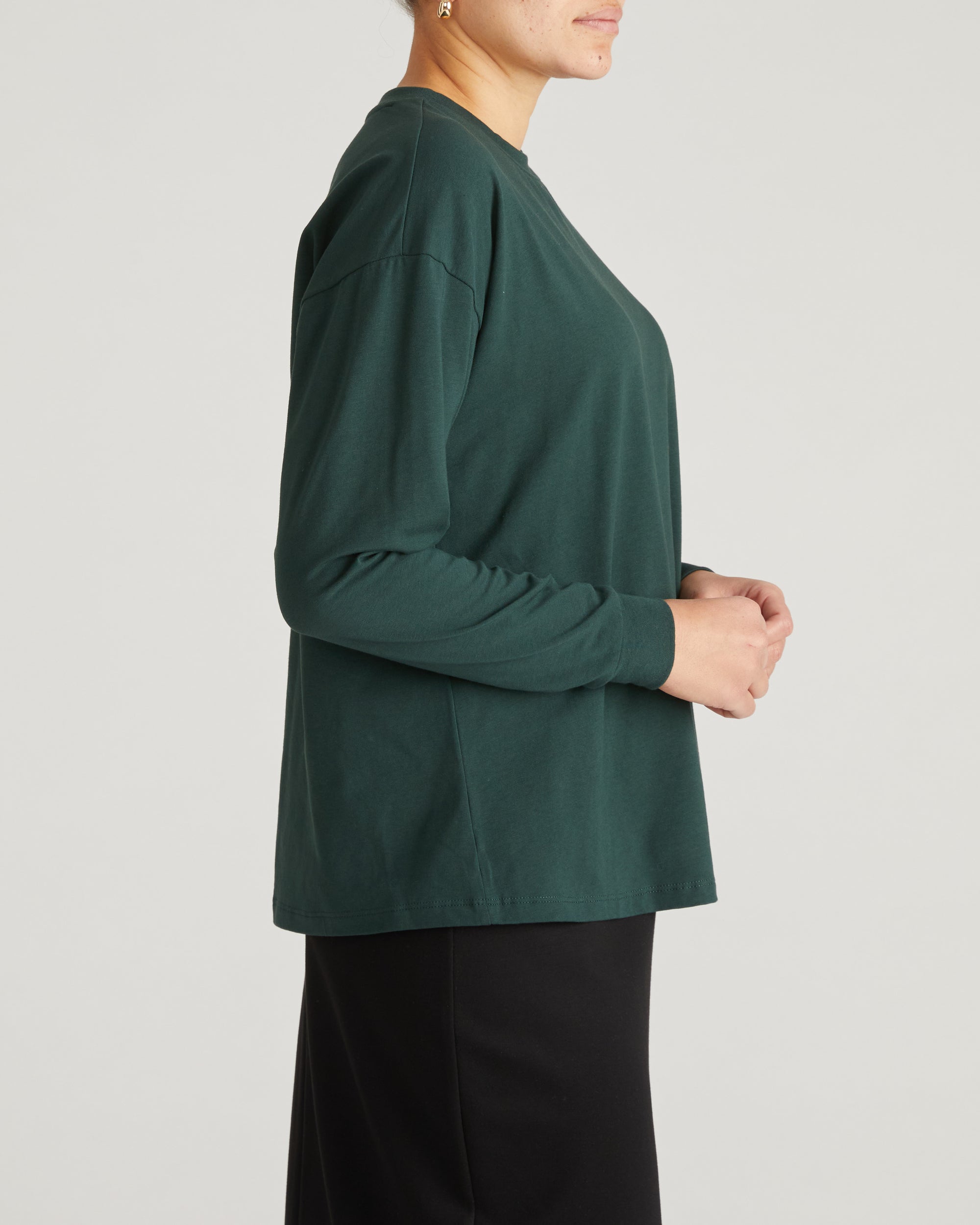 Long Sleeve Relaxed Tee - Forest Green