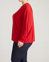 Long Sleeve Relaxed Tee - Ruby Red