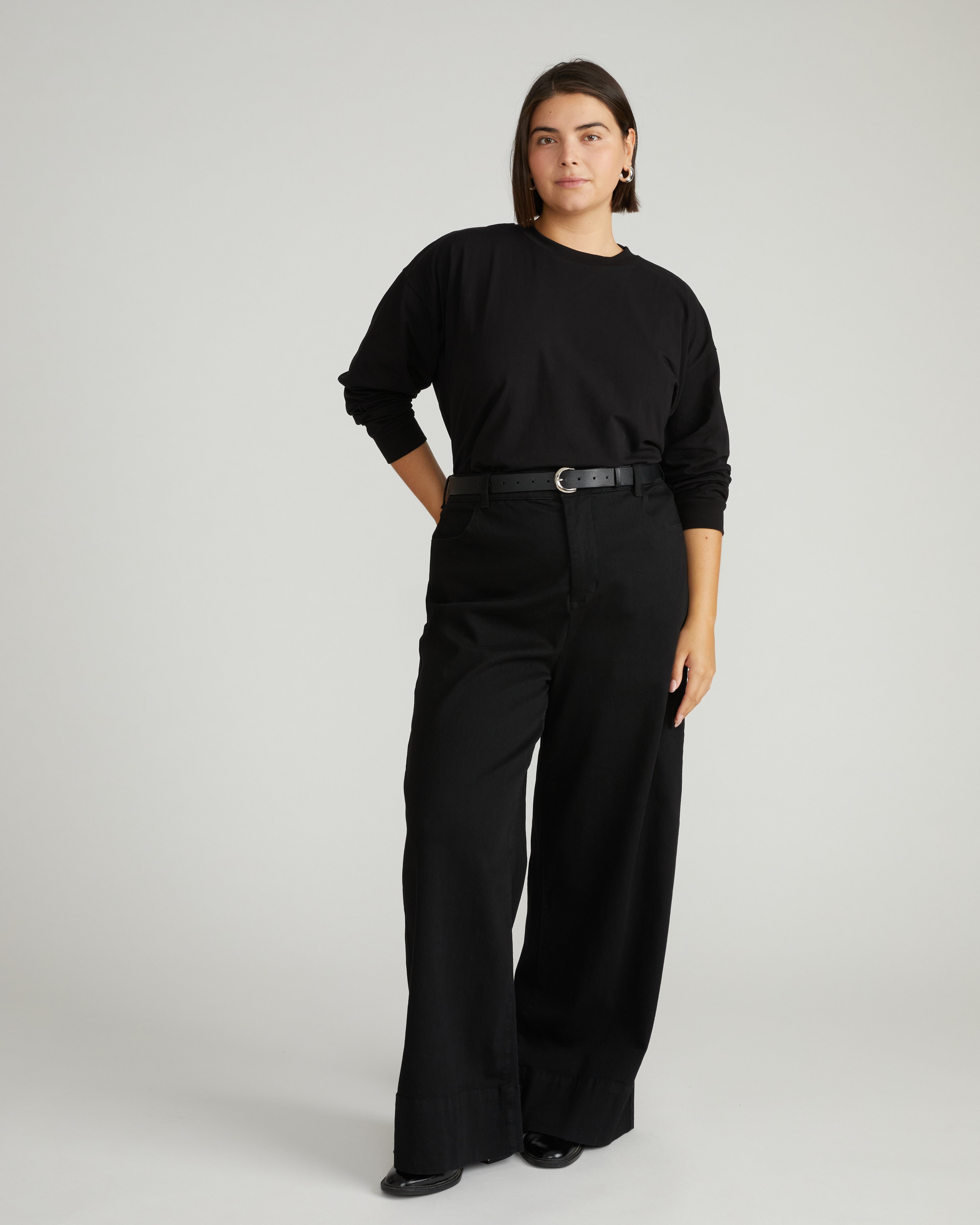 Long Sleeve Relaxed Tee - Black – Universal Standard