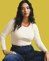 Henley Long Sleeve Ribbed Tee - Chamomile/Poppy Trim