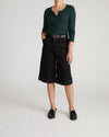 Henley Long Sleeve Ribbed Tee - Forest Green/Striped Trim | Plus Size & Straight Size Women's Fashion | Universal Standard