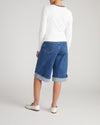Henley Long Sleeve Ribbed Tee - White/Striped Trim | Plus Size & Straight Size Women's Fashion | Universal Standard