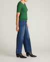 Woman wearing Henley Short Sleeve Ribbed Tee - Green Park from Universal Standard