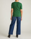 Woman wearing Henley Short Sleeve Ribbed Tee - Green Park from Universal Standard