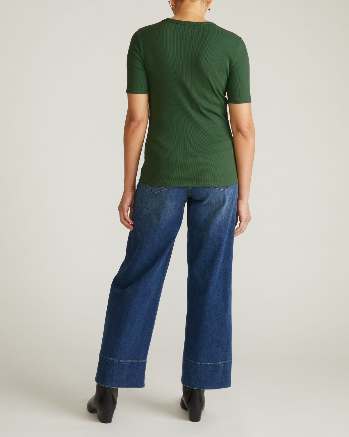 Henley Short Sleeve Ribbed Tee - Green Park | Plus Size & Straight Size Women's Fashion | Universal Standard