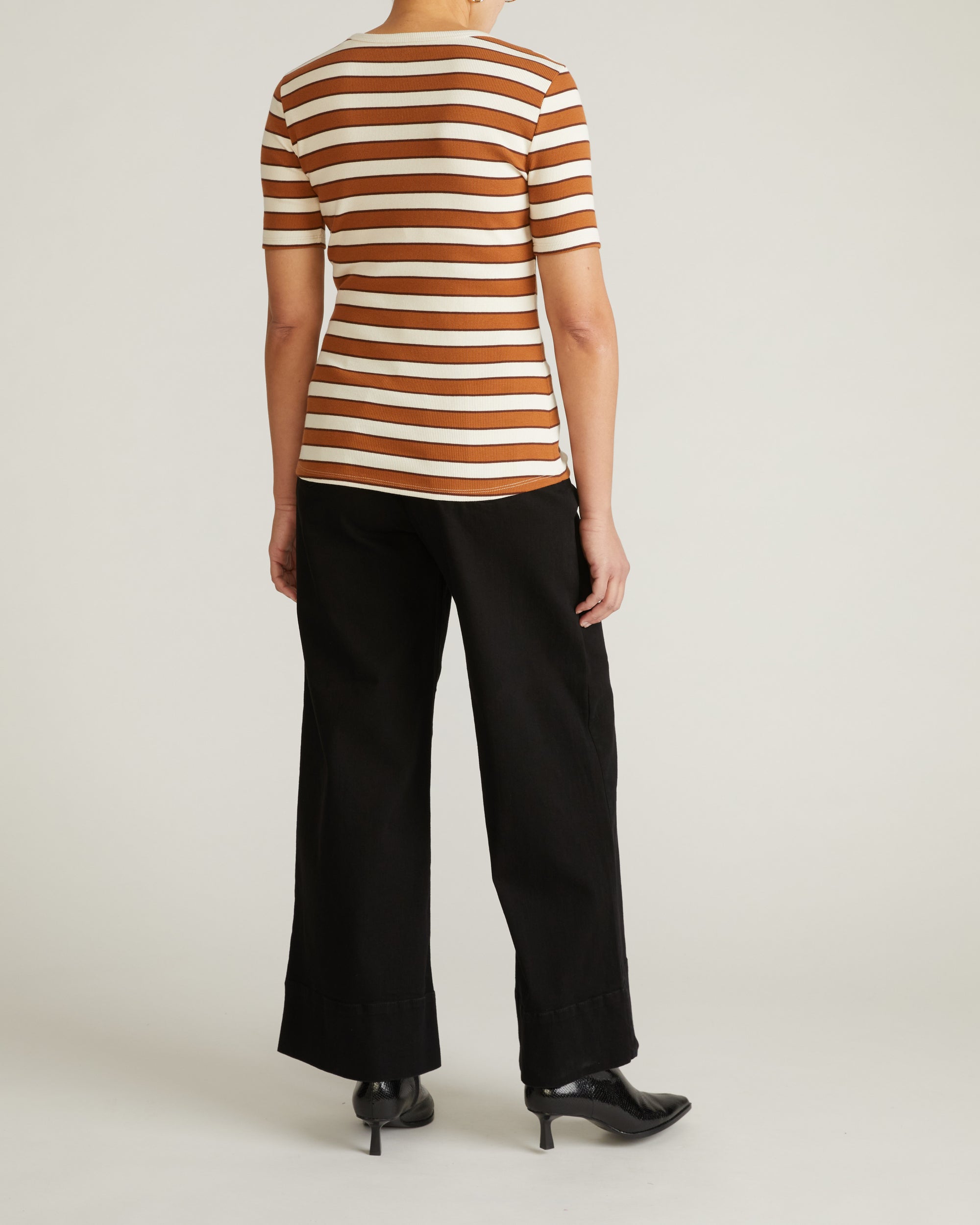 Henley Short Sleeve Ribbed Tee - Baker Street Stripe | Plus Size & Straight Size Women's Fashion | Universal Standard
